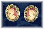 Click to view larger image of Clip Earrings goldtone set cameos (Image1)