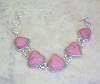 Click to view larger image of Sterling Silver Pink Rhodonite Hearts Bracelet (Image4)