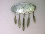 Click to view larger image of Navajo Sterling Silver Tassel Feathers Brooch Signed (Image6)
