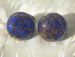 Blue Goldstone Glass Clip Earrings