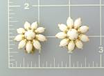 Click to view larger image of Claw Set White Glass Flower Clip Earrings (Image2)
