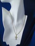 Click to view larger image of 14K Gold Cross & 18 Inch Sterling Silver Rope Chain Nec (Image5)