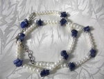 Click to view larger image of Freshwater  Pearl & Lapis Necklace (Image1)