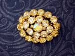 Click to view larger image of Crystal Brooch, Goldtone Brilliant Crystal Brooch (Image7)