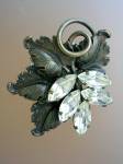 Click to view larger image of Scarf Clip Brooch Silvertone Crystal  FRENCH Dress  (Image2)