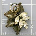 Click to view larger image of Scarf Clip Brooch Silvertone Crystal  FRENCH Dress  (Image5)