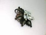 Click to view larger image of Scarf Clip Brooch Silvertone Crystal  FRENCH Dress  (Image6)