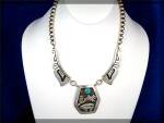 Click to view larger image of Navajo TOMMY SINGER Sterling Silver Turquoise Necklace (Image6)