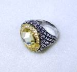Sterling Silver Crystal Citrine Ring Signed PK