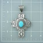 Click to view larger image of Albert Jake Kingman Turquoise Sterling Silver Cross  (Image3)