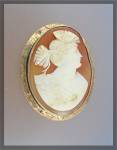 Click here to enlarge image and see more about item 1021201078: 14K Gold Shell Cameo Brooch