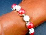 Click to view larger image of Coral Freshwater Pearl Sterling Silver Toggle Bracelet (Image2)