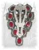 Click to view larger image of Dress Clip Ruby Crystals Silver Leaves 40s USA (Image4)