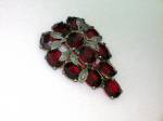 Click to view larger image of Dress Clip Ruby Crystals Silver Leaves 40s USA (Image7)