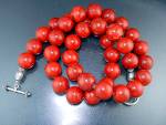 Click to view larger image of Apple Coral Sterling Silver Beads Necklace (Image2)