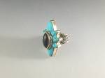 Click to view larger image of David Troutman Sterling Silver Turquoise Amethyst Ring  (Image6)