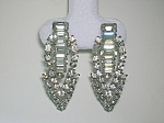 Crystal and Silver Rhodium Dangle Clip Earrings