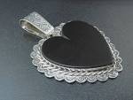 Click to view larger image of Silver Creations Southwest  Sterling Silver Onyx Heart  (Image1)