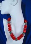 Click to view larger image of CORAL and  Sterling Silver Toggle Clasp  Necklace (Image2)