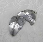 Click to view larger image of Silver Mexico Leaf Brooch Vintage 3 1/4 Inch (Image6)
