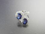 Ring Sterling Silver Kashmir Sapphires Blue and White