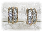 Gold Tone Crystal Clip Earrings