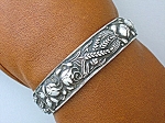 Click to view larger image of Silver Antique Hinged Bracelet Roses and Wheat 1940s (Image1)
