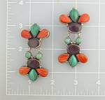 Click to view larger image of DM Lee Navajo Sterling Silver Gems Clip Earrings (Image4)