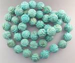 Necklace Carved Turquoise Hand Knotted Beads