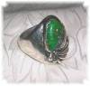 Click to view larger image of Sterling Silver Mans Green Turquoise Signed R.B Ring (Image2)