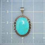 Click to view larger image of Taxco Mexico Turquoise Sterling Silver Bernice Pendant (Image2)