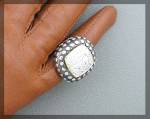 Click to view larger image of Ring Sterling Silver Pave CZ Square Designer Look Ring (Image2)