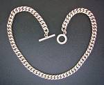 Sterling Silver Curb Link Tooggle Clasp Necklace