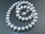 Click to view larger image of Freshwater Grey Pearls 9mm 18 Inches Sterling Silver Cl (Image6)