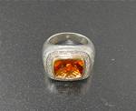 Ring 14K Gold Diamonds Citrine Sterling Silver Signed A