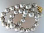 Click to view larger image of Shell Pearls Silver Grey Neckalce Gold Crystal Clasp (Image3)
