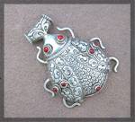 Pendant Sterling Silver Coral Nepal Bug Large