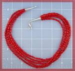 Click to view larger image of Native American Coral 5 Strand Necklace Sterling Silver (Image3)