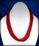 Click to view larger image of Native American Coral 5 Strand Necklace Sterling Silver (Image4)