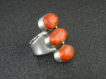 Click to view larger image of David Troutman Sterling Silver Apple Coral Ring (Image3)
