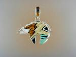 Click to view larger image of CALVIN BEGAY Sterling Silver Opal Tiger Eye Inlay Bear (Image1)