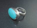 Charles Albert Sterling Silver and Turquoise Ring