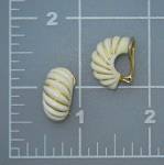Click to view larger image of 14K Gold Bone Ivory Clip Earrings 50s (Image4)
