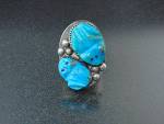 Native American Carved Turquoise Sterling Silver Frogs 