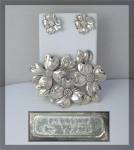 Click to view larger image of CINI Sterling Silver Dogweeod Brooch Screwback Earrings (Image6)