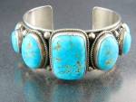 Click to view larger image of Albert Jake Kingman Turquoise  Sterling Silver Cuff (Image1)