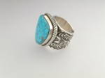 Click to view larger image of Navajo Sterling Silver Turquoise Ring ALEX SANCHEZ  (Image2)