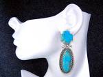 Click to view larger image of David Troutman Kingman Turquoise Sterling Silver Earrin (Image2)