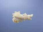 Click to view larger image of Ivory Pre Ban Hand & Fower Carved Antique Brooch (Image2)