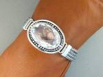 Click to view larger image of Sterling Silver Bali Crystal Quartz Toggle Bracelet (Image2)